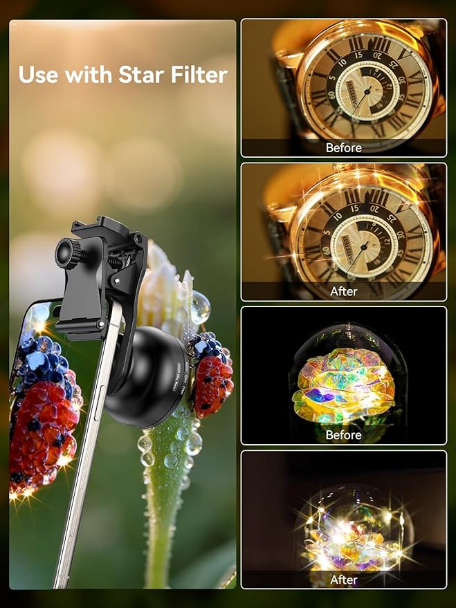 MIAO LAB 100 Ultra Macro Lens + 52mm CPL Filter & Star Filter - Macro Lens for iPhone, Android Phone | Professional Macro Photography of Flowers, Iinsects, Jewelry, Food Details and Small Objects