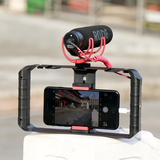 Ulanzi U Rig Pro Video Rig for iPhone, Phone Stabilizer Rig w Triple Cold Shoe Mount,Phone Tripod Mount for iPhone 16 15 14 13 12 11 Pro Max XS Max X 8 plus OnePlus 7 Pro Samsung Google Pixel Vlogging
