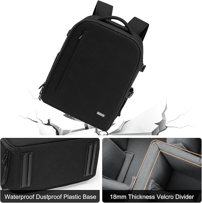 CADeN Camera Backpack, Extra Large DSLR Camera Bag with 17" Laptop Compartment, Waterproof Rain Cover, Professional Travel Hiking Camera Backpack Bag