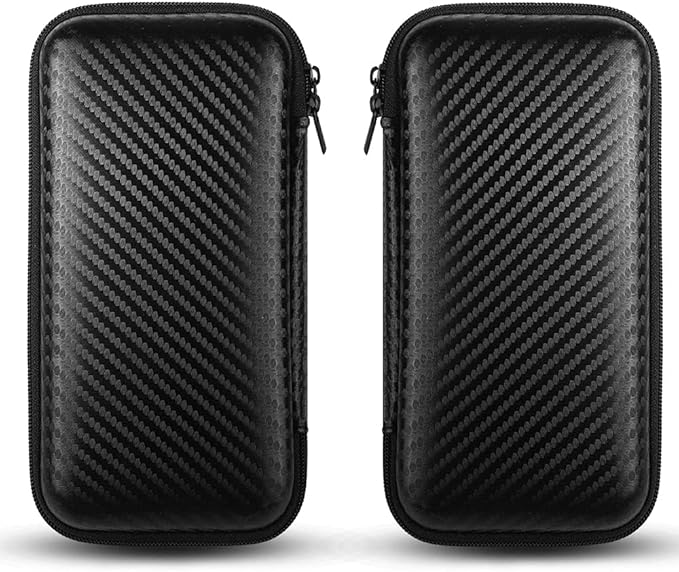 iMangoo Travel Essentials Electronics Organizer Charger Case Portable Dual Zipper Shockproof Pouch Tech Purse Cord Cable Pouches Power Bank Storage Accessories Bag for Women Men,6.5x3.2x1 Fiber Black