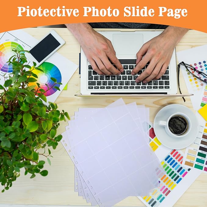 50 Pack Protective Photo Slide Pages Holds 20 Slides Top Loading Photo Page Sleeves for 3 Ring Binder Holds 1000 2 x 2 Inch Photos Clear Archival Slide Storage Album Refill Preservers