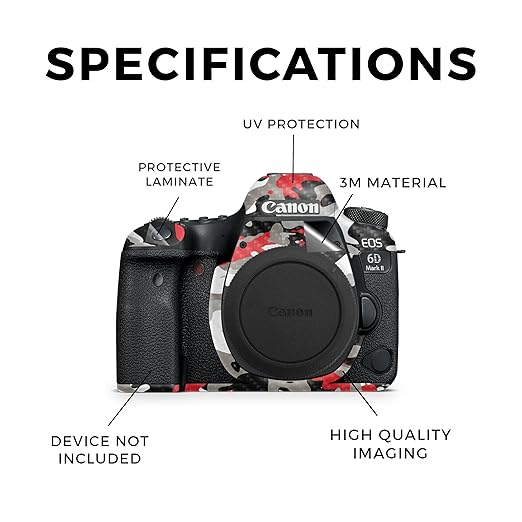 Carbon Fiber Camera Skin Compatible with Canon EOS 6D Mark II Camera (2017) - Red Camo - Premium 3M Vinyl Protective Wrap Decal Cover - Easy to Apply | Crafted in The USA by MightySkins