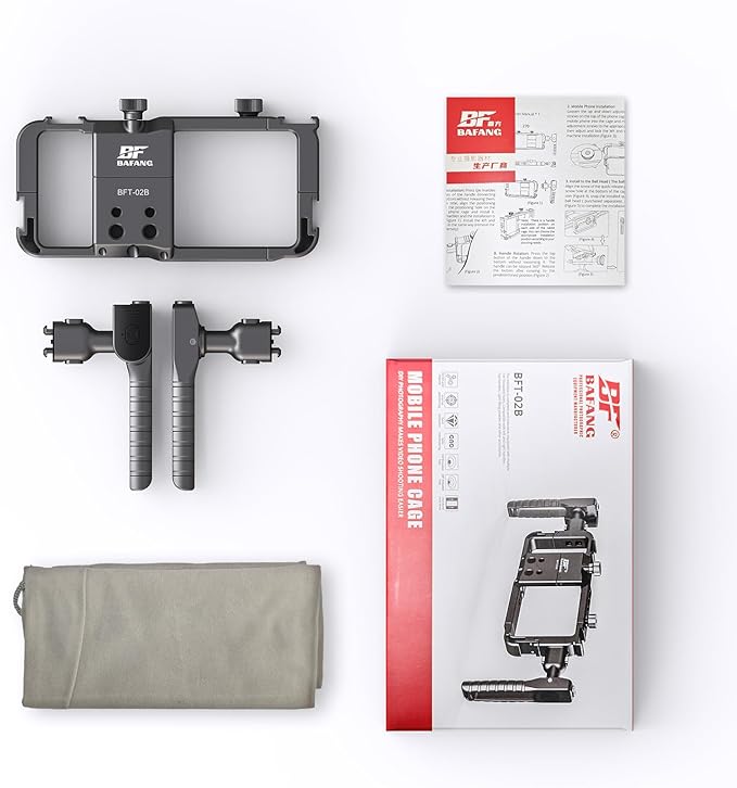 Universal Phone Cage, Smartphone Video Rig Kit with Handles, Handheld Filmmaking Vlog Case Stabilizer for Videomaker, All-in-One Mobile Video Kit, Quick Release Universal Phone Video Rig Kit