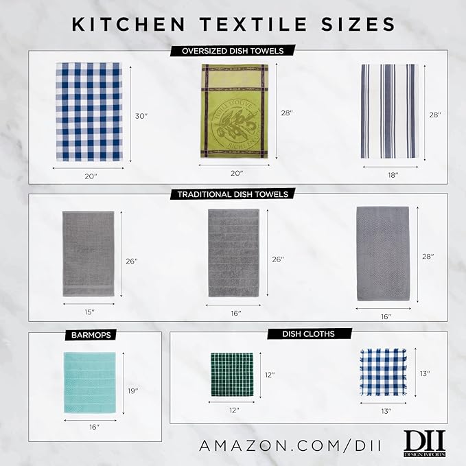DII Cleaning Collection Multi-Purpose Microfiber, Eggplant Lattice, Dishtowel Set