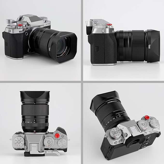 Haoge Metal Square Lens Hood for Fujifilm Fujinon Fuji XF 16-50mm F2.8-4.8 R LM WR & XF33mm F1.4 R LM WR,XF 23mm f/1.4 R LM WR Lens Replaces LH-XF23 II/2 Hood with a Hood Cap on X-T5 X-T4 XT50 Camera
