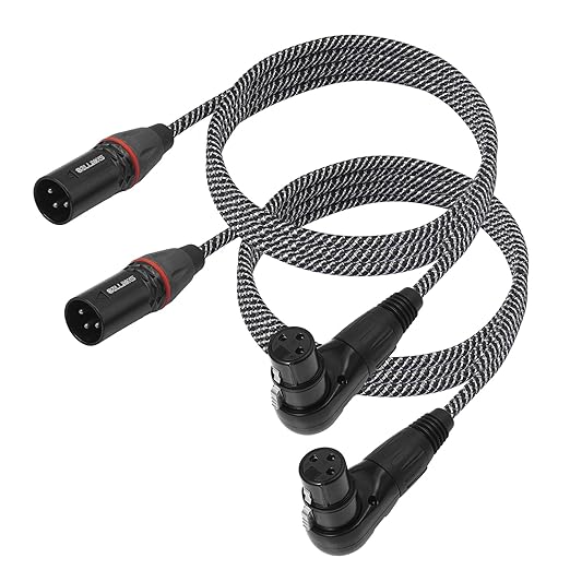2 Pack Right Angle XLR Cable, 3 FT,Adjustable-Angle Female to Straight Male Microphone Mic Cable Cord, 90 Degree XLR Female Adapter for Sound Devices Mixer Recorder