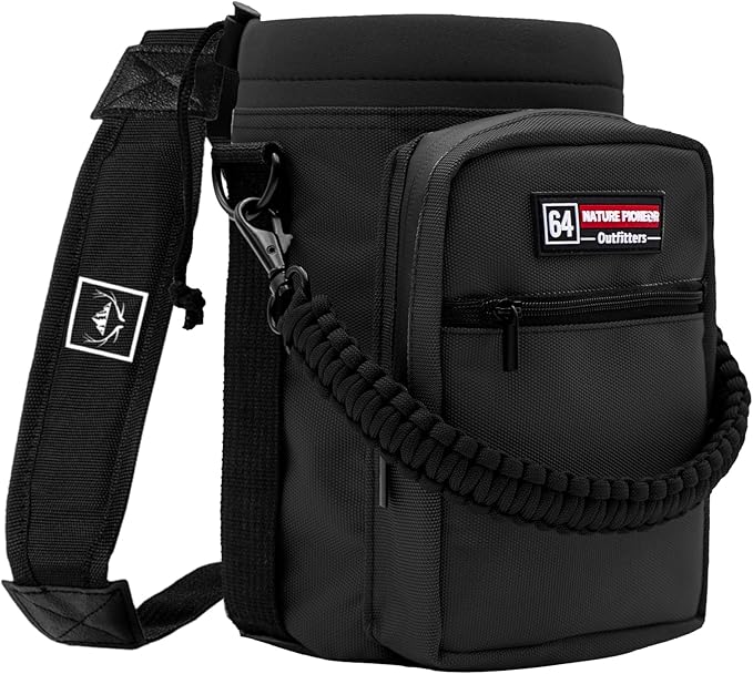 NATURE PIONEOR Water Bottle Holder with Adjustable Strap - Half/One Gallon (64/128oz) Insulated Water Bottle Sling Carrier with Phone Pocket & Paracord Handle, Outdoor Camping, Hiking, Gym