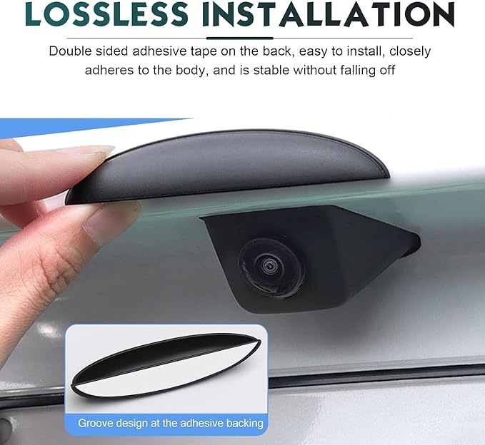 Car Rear View Camera Cover, Waterproof Anti-Rain Shield for Unobstructed View, ABS Wider Anti-Glare Reversing Cam Protector, Self-Adhesive Backup Lens Guard for Cars (Black)