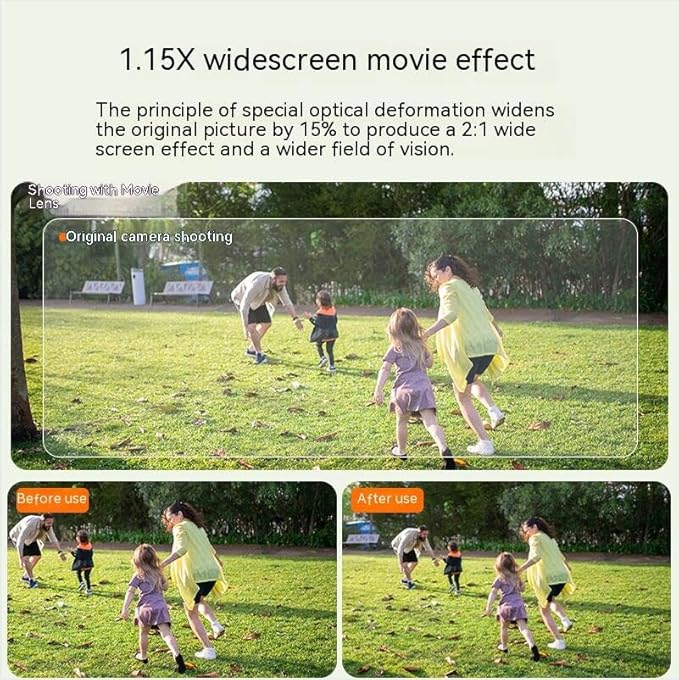 Anamorphic Lens/1.15 X Magnetic Movie Lens for DJI OSMO Pocket 3, Cinematic Flare Effect HD Double-Sided Multilayer Anti-Reflective Coating