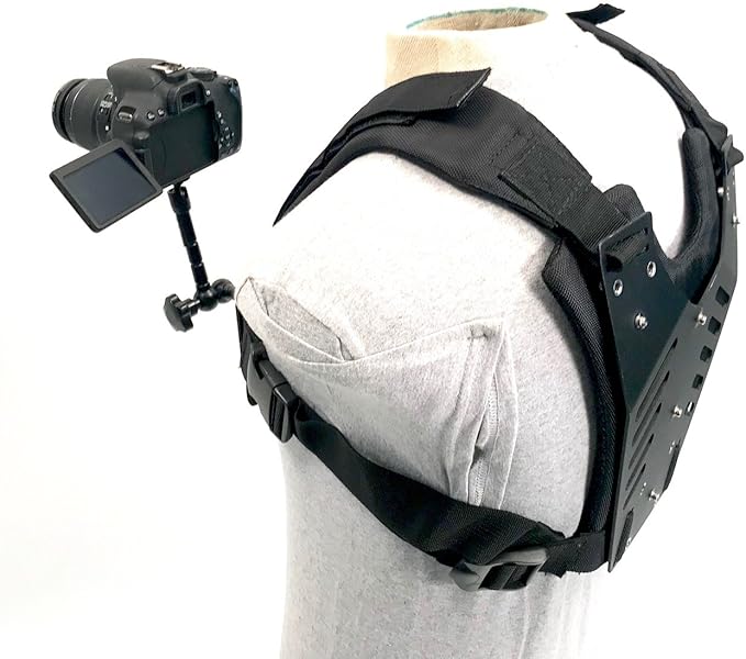 Medusa MED 100 Adjustable Body Vest for GoPro & DSLR with Friction Arm – Front & Back Camera Mounting Plates, Extra Accessories Support