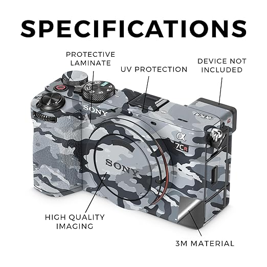 Camera Skin Compatible with Sony Alpha 7CR Camera (2023) - Gray Camouflage - Premium 3M Vinyl Protective Wrap Decal Cover - Easy to Apply | Crafted in The USA by MightySkins
