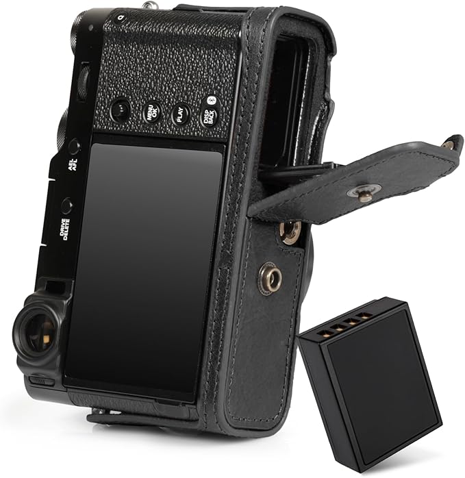 Mega Gear Genuine Leather Camera Case for Fujifilm X100VI - Stylish and Protective - Black