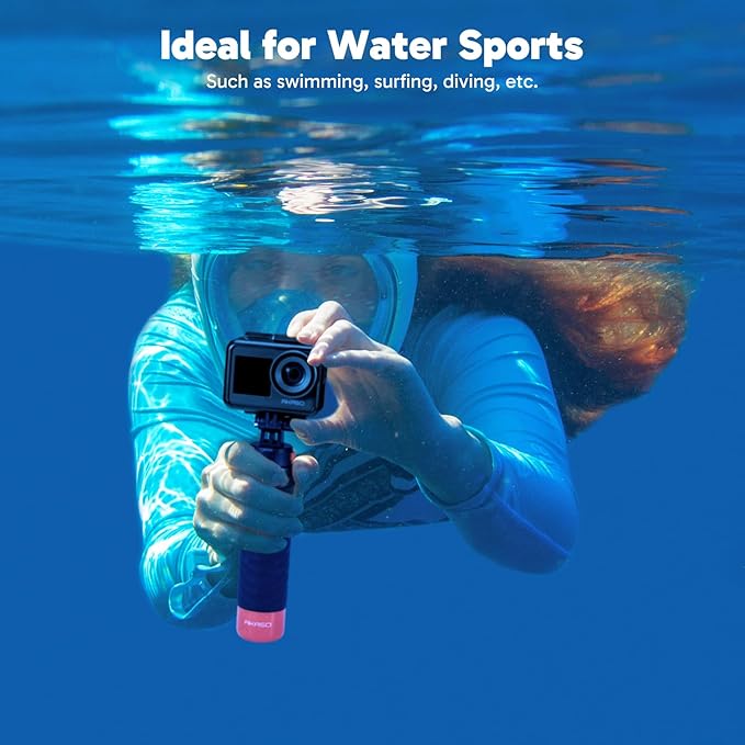 AKASO Waterproof Floating Hand Grip Action Camera Accessories for Gopro Hero 13/12/11/10/ 9/Max/DJI Osmo Action EK7000/Brave 4/Brave 7 LE/Brave 7 Action Camera Handle Mountfor Water Sports
