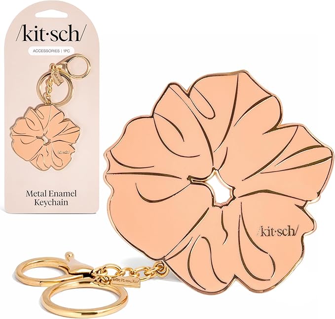 Kitsch Cute Keychain For Car Keys - Bag Charm for Handbags | Premium Zinc Alloy & Enamel Paint | Durable, Lightweight, Stylish Kawaii Keychain Charm, Teen Girl Gifts Trendy Stuff- Terracotta Scrunchie