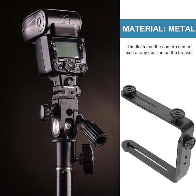 NOLITOY Shape Flash Light Bracket Matte Metal Holder for DSLR Camcorder Speedlight with Screw and Nuts Stable and Non-Slip Camera Mount for Photography Lighting Equipment