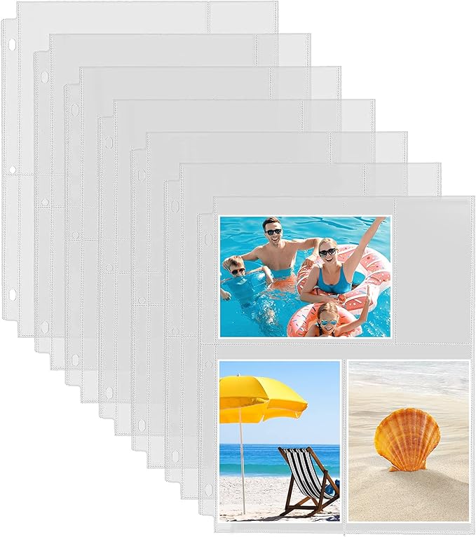 Fabmaker 30 Pack Photo Sleeves for 3 Ring Binder - (4x6, for 180 Photos), Archival Page Protectors, Clear Plastic Refill Pages, Postcard Sleeves, Acid-Free