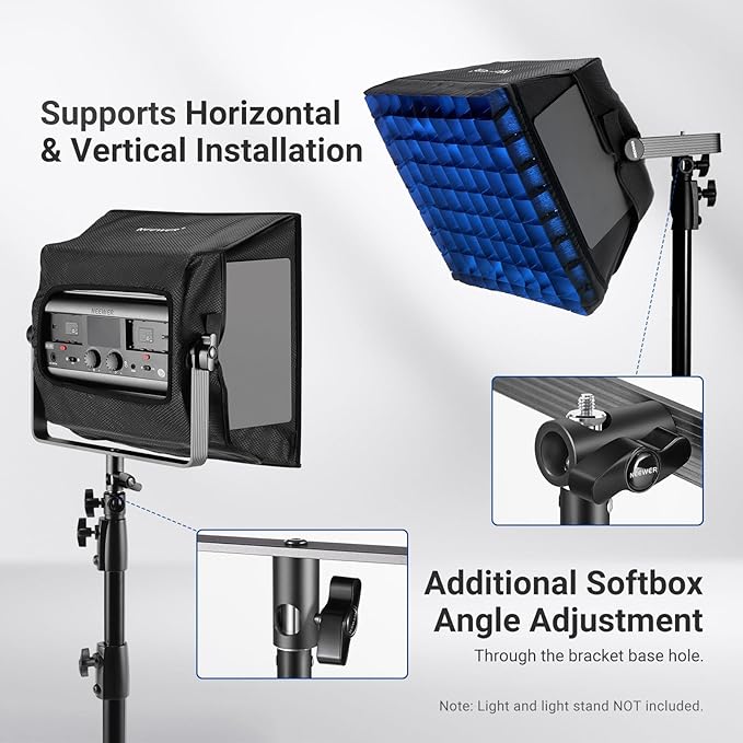 NEEWER Upgraded Softbox Diffuser Only for NEEWER RGB1200 Video Light, 14.6"x13.6"/37x34.5cm Foldable Soft Box with Grid/Bag/Blackout Hood, Quick Set Up for Portrait Studio Photography Lighting, NS5S
