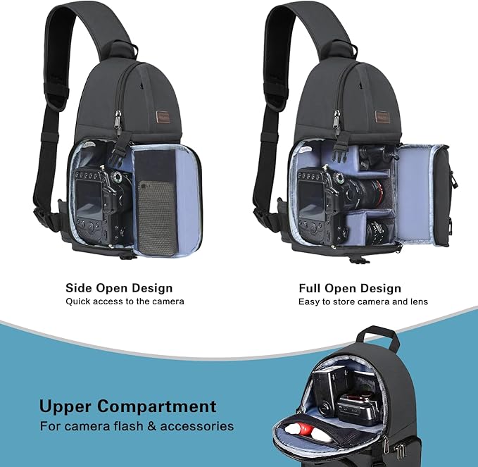 MOSISO Camera Sling Bag, DSLR/SLR/Mirrorless Camera Backpack Case Shockproof Photography Backpack with Tripod Holder & Removable Modular Inserts Compatible with Canon/Nikon/Sony/Fuji, Space Gray