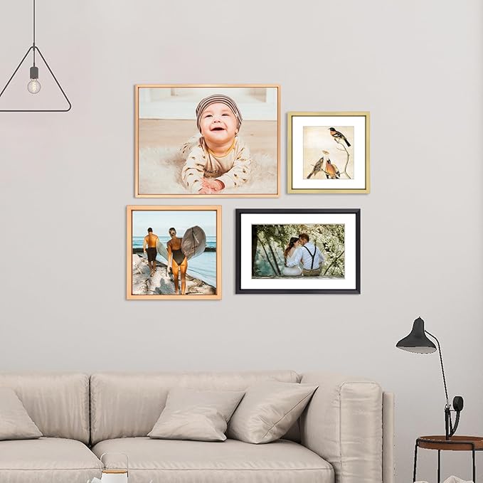 BKABOT 6x6 Picture Frame, Black Metal Photo Frames with HD Glass, Fits 5x5 with Mat or 6 x 6 without Mat, Display for Wall and Table, 1 Pack