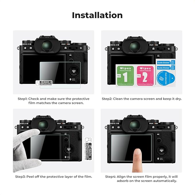K&F CONCEPT 3 Pack Camera Screen Protector Compatible with Fujifilm X-T5 Fuji XT5, 0.3mm 9H Hardness Tempered Glass Cover Anti-Scratch Bubble-Free & Hot Shoe Cover