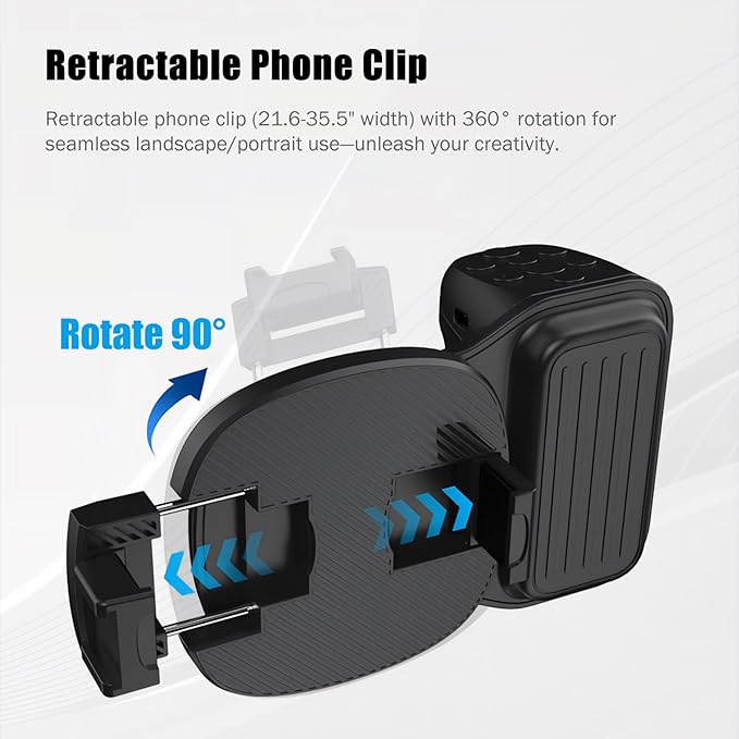 Phone Camera Grip with Selfie Ring Light & Detachable Bluetooth Remote Control, TikTok Scrolling Remote Shutter, Cold Shoe for Light/Mic, Compatible with iPhone & Android Phone