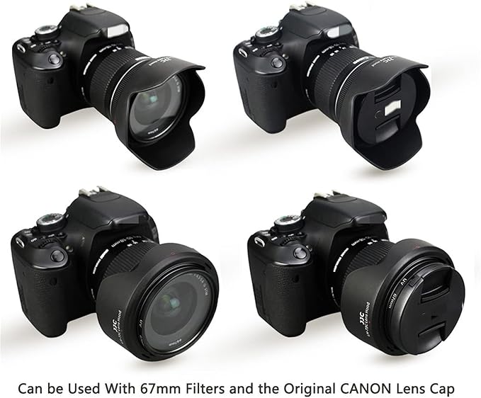 JJC Reversible Lens Hood for Canon EF-S 10-18mm f/4.5-5.6 IS STM - Compatible With Rebel T7i T8i T7 T6S T6i T5i T5 SL3 SL2 EOS 90D 80D 77D 70D 7D Mark II - Replaces Canon EW-73C