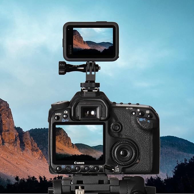 HSU Aluminum Cold Shoe Mount Adapter, 1/4-20 screw hole Tripod Mount Adapter for GoPro Hero 13/12/11/10/9/8/7/6, DJI Osmo Action AKASO, Applicable for Tripod Selfie Stick Monopod and DSLR Camera Flash