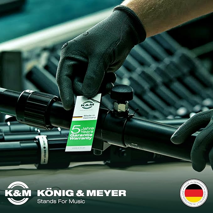 K&M - Konig & Meyer 25900.500.55 - Low Level Microphone/Telescopic 2-Piece Boom Arm Stand - Zinc die-cast base - Professional Grade for all Musicians - German Made - Black