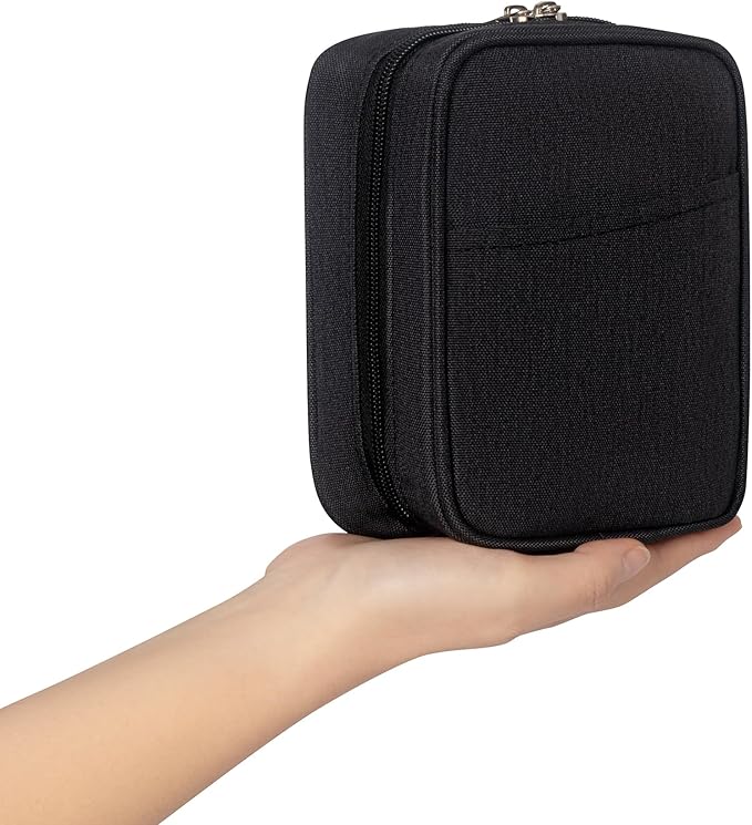 Electronics Organizer Bag, Small Tech Pouch Storage Case for Cord, Cable, Charger, Hard Disk, Power Bank, Laptop Mouse, Toiletries, Cosmetics, Personal Item and Travel Essentials Accessories Black