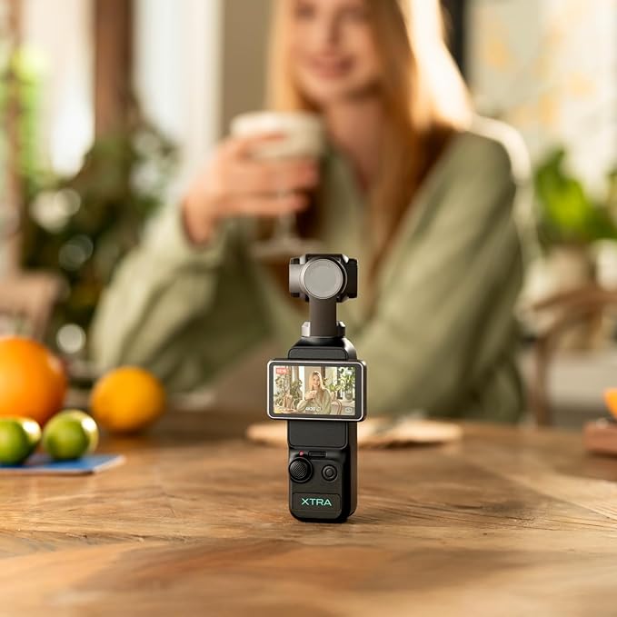 Xtra Muse, Vlogging Camera with 1'' CMOS & 4K/120fps Videos, Pocket Camera with 3-Axis Gimbal Stabilizer, Fast Focusing, Face/Object Tracking, Digital Video Camera for Photography, Digital Camera