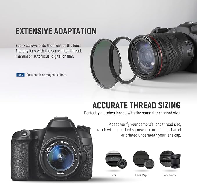 Neewer 18 Pieces Metal Camera Lens Filter Adapter Ring Kit 9 Pieces Step Up Ring+9 Pieces Step Down Ring Set Compatible with Canon Nikon Sony Olympus DSLR Camera (Black)