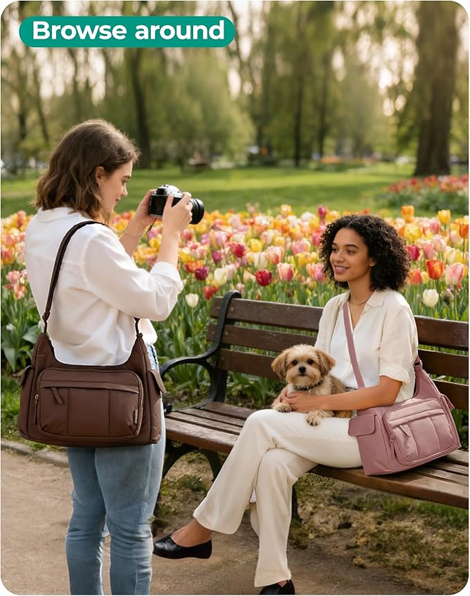 BAGSMART 2 in 1 Puffy Camera Sling Bag for Photographer, Everyday Shoulder Crossbody Bag with Pockets Digital Camera Case for DSLR/Mirrorless, Coffee Brown