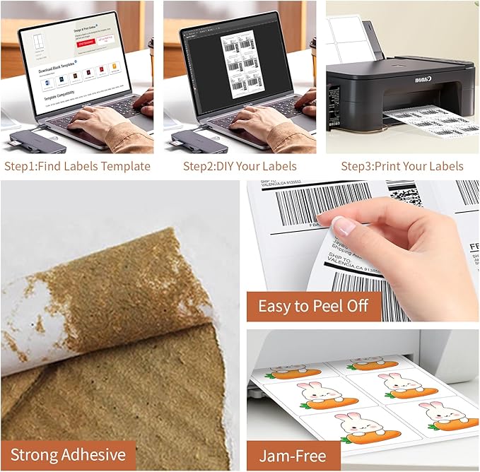 3 1/3" x 4" (100 Sheets) Address Labels, 600 Labels, White, Matte, Laser/Ink Jet Printer Compatible