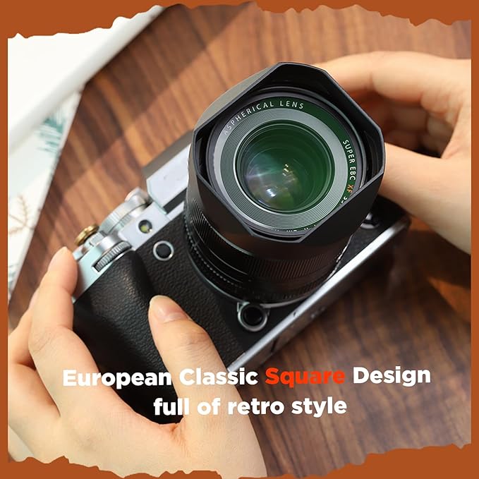 Haoge Lens Hood Metal Square Bayonet for Fujinon XF16-50mm F2.8-4.8 R LM WR,Fujifilm XF33mm F1.4 R WR Lens, Fuji XF 33mm f/1.4 R LM WR on Fuji XT50 X-T5 Camera,with Metal Front Cap