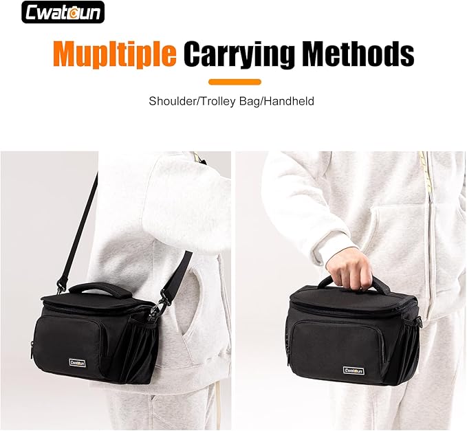 Cwatcun Small Camera Sling Bag Crossbody Camera Shoulder Case, Waterproof Travel Photography Messenger Bag for Canon, Nikon, Sony, Fuji DSLR/SLR/Mirrorless Cameras, Lens and Accessories