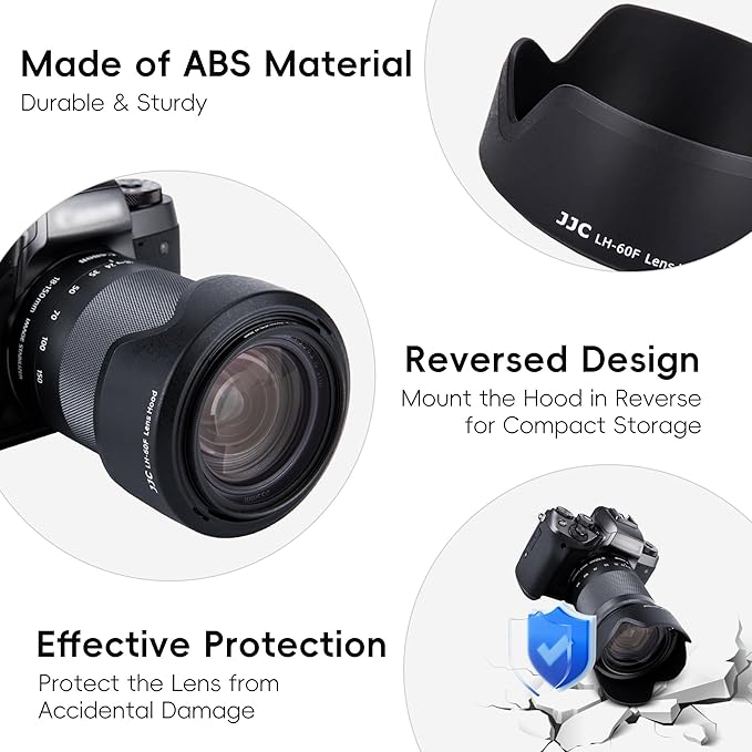 JJC EW-60F Reversible Lens Hood for Canon RF-S 18-150mm F3.5-6.3 is STM Lens on EOS R7 R10 & for Canon EF-M 18-150mm F3.5-6.3 is STM on EOS M50 M6 Mark II M M2 M3 M5 M200 M100 M10 Mirrorless Camera