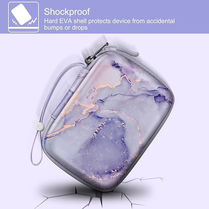 FINTIE Kids Camera Case Compatible with Goopow/Seckton/Dylanto/Mgaolo/Masterbee/CIMELR/Desuccus Kids Digital Camera Toys, Children Carrying Bag, Birthday Festival Gift, Lilac Marble