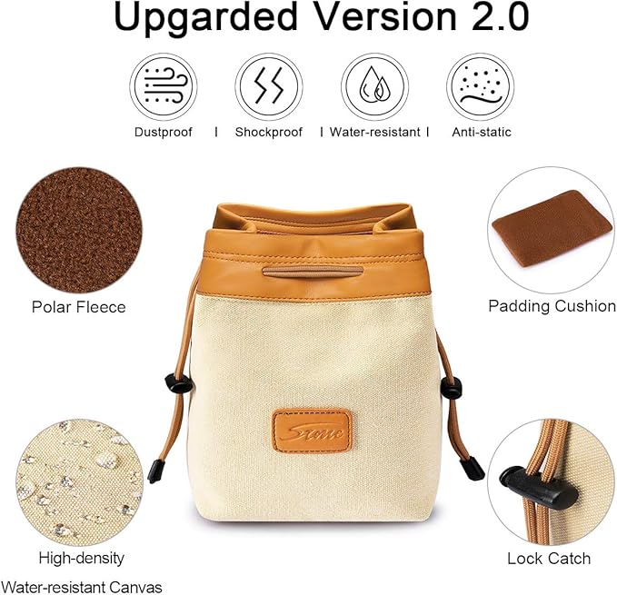 S-ZONE Soft Camera Bag DSLR Insert Handbag Drawstring Lens Case Compatible with Canon Nikon Sony