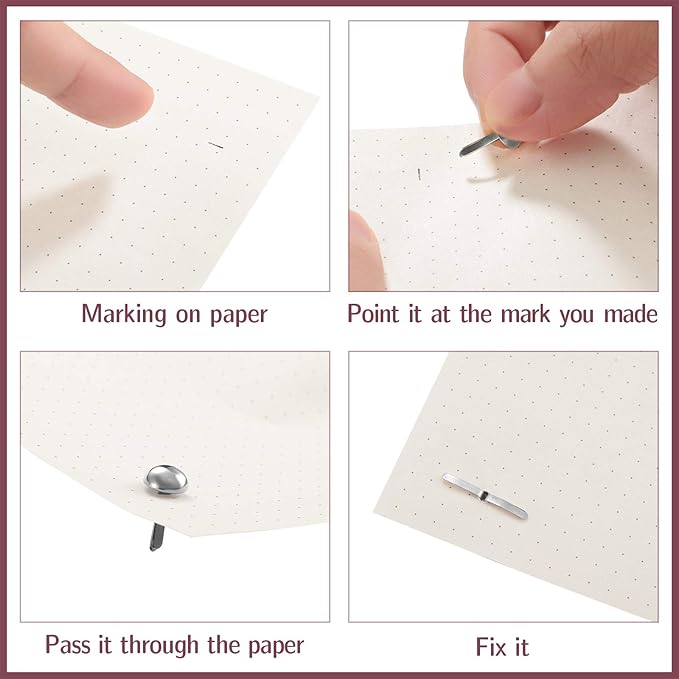Hotop 500 Pcs Brads for Paper Crafts Metal Round Brass Paper Fasteners for Craft Art Crafting School DIY Supplies(0.3 x 0.6 Inch,Silver)