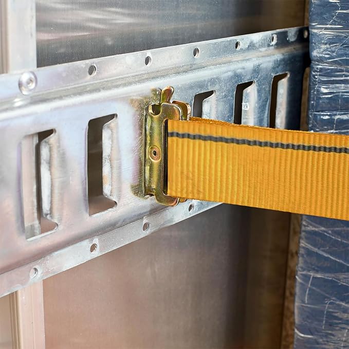 XSTRAP STANDARD 4 Pack E-Track Ratchet Straps 2" x16', 4400 LBS Break Strength Interior Van Solution Heavy Duty Tie Down Strap for Moving, Truck, Trailers, Motorcycles, Kayaks, Car Roof, Yellow