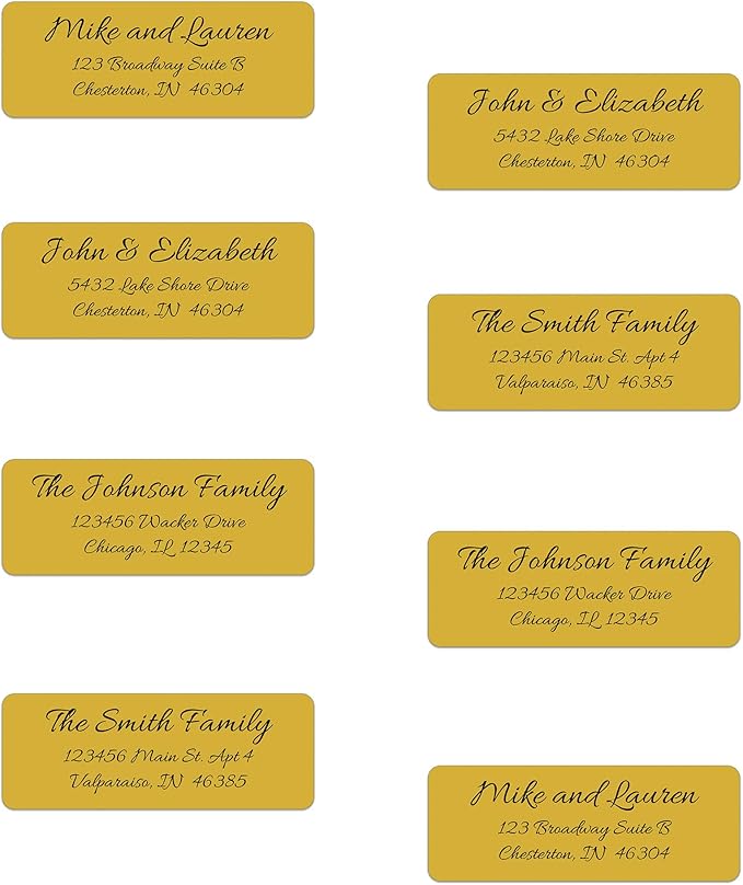Personalized Return Address Labels - Simple Unique Design - Available in White, Clear, Kraft, Gold, or Silver Labels -120 Labels - 120 Envelope Seals Included - Made in The U.S.A. (Gold)