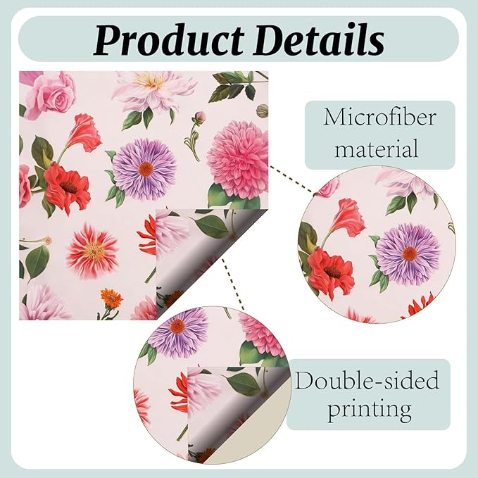 CREATCABIN 6 Pcs Flowers Glasses Cleaning Cloth Microfiber Cloth Soft Multicolor Cleaner Sunglasses Reusable Thicken Wipes for Eyeglasses Camera Cell Phone Lens Screens Glasses Gift 6x6 Inch