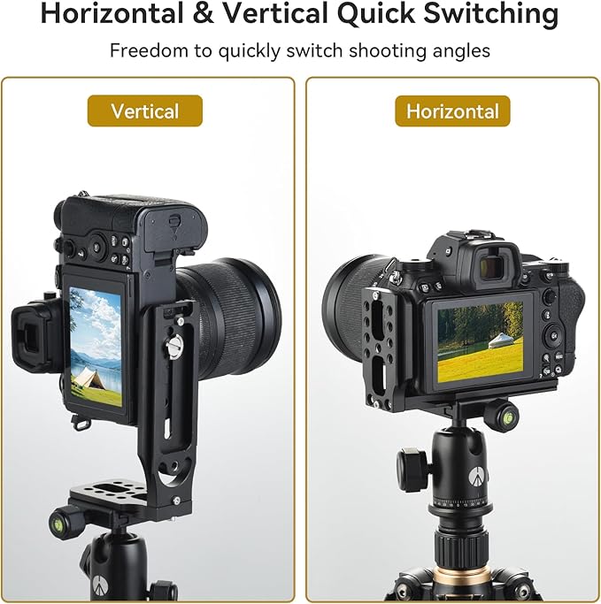 UTEBIT Camera L Bracket with 1/4'' Screw,Folding Brackets Vertical Horizontal Switching, Camera Bracket Mount with 4 Non-Slip Rubber Pads for DJI Osmo Pocket 3,for Sony a7riii a7rii A7S a6000 a6300