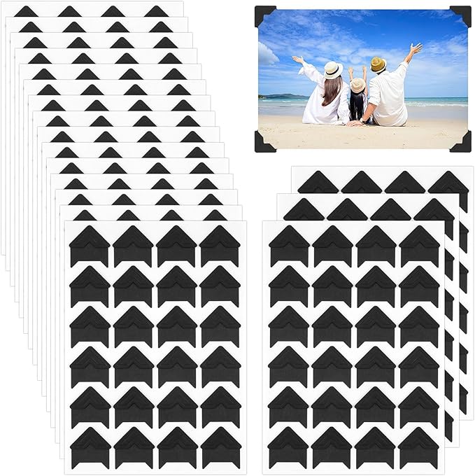 432 Pcs Photo Corners Self Adhesive, Acid Free Picture Corners for Scrapbooking, Photo Corners for DIY Scrapbooking, Photo Album, Memory Books, Diary (Black)