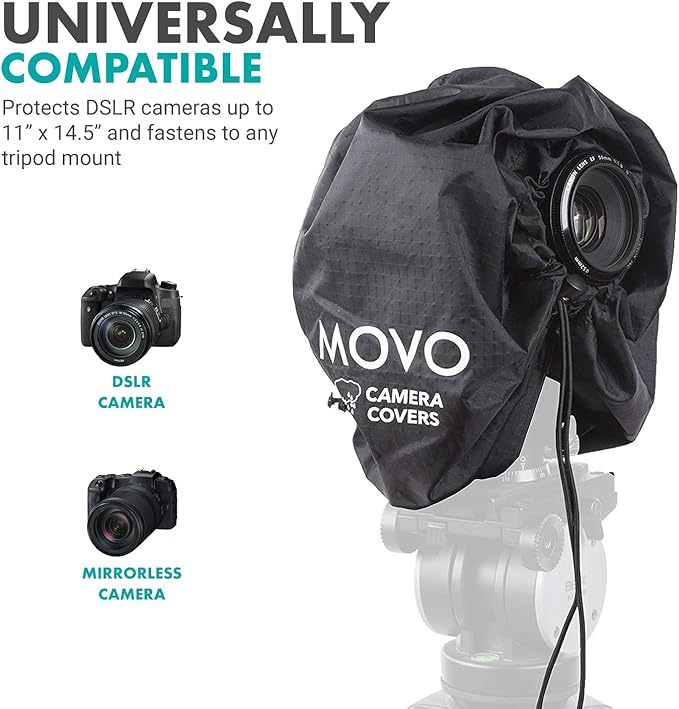 Movo CRC11 Camera Rain Coat Rain Cover for DSLR Cameras and Mirrorless Cameras and Lens (Junior Size: 11" x 14.5")