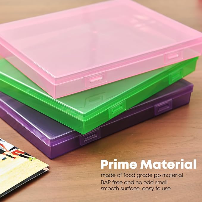 ALINK Photo Storage Box 5" x 7" with Handle, 18 pcs Inner Photo Containers Organizer and Craft Keeper, Portable Picture Case with Label for Seed, Arts, Crafts, Sewing, Stickers, Office - Colorful