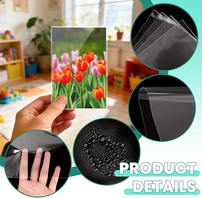 VOKOY 200 Pack 4x6 Photo Sleeves, No Holes Archival Quality Sheet Protectors Clear Top Loading Page Protectors Waterproof Soft Plastic Sleeve for Photos Postcards Pictures Art Prints Recipe Cards