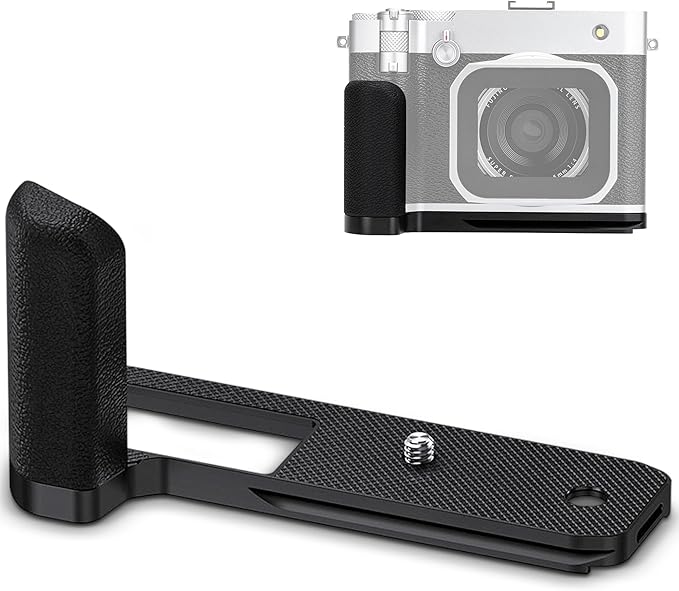 GFX 100RF Hand Grip Handgrip for Fujifilm Fuji GFX100RF Camera, Metal GFX100 RF L Bracket Holder with Built-in Arca Quick Release Plate & Battery Compartment Opening Anti-Slip Microfiber Pads - Black