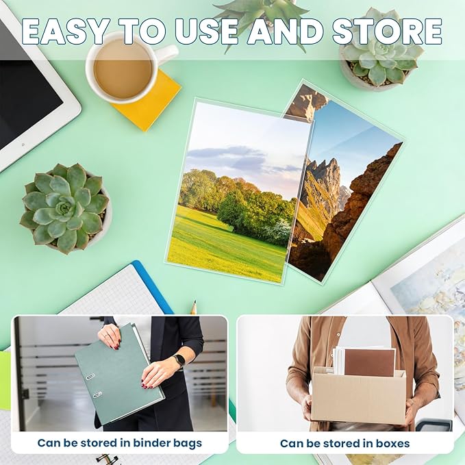 VOKOY 200 Pack 5x7 Photo Sleeves, No Holes Archival Quality Sheet Protectors Clear Top Loading Page Protectors Waterproof Soft Plastic Sleeve for Photos Postcards Pictures Art Prints Recipe Cards