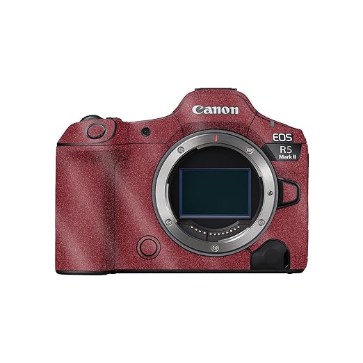 Glossy Glitter Camera Skin Compatible with Canon EOS R5 Mark II (2023) - Solid Burgundy - Premium 3M Vinyl Protective Wrap Decal Cover - Easy to Apply | Crafted in The USA by MightySkins